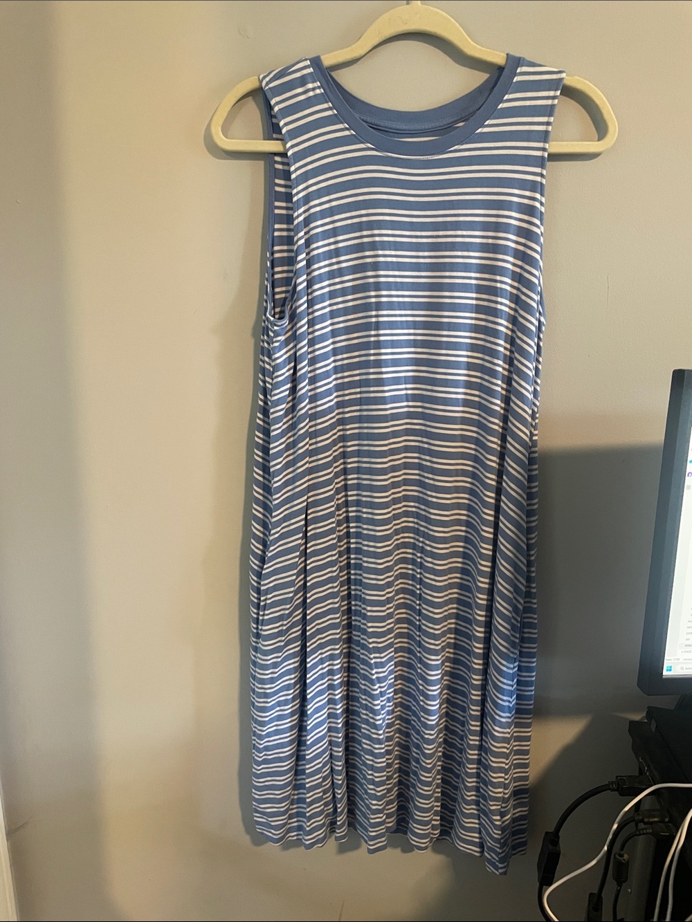 Time and Tru Blue and White Striped Midi Dress